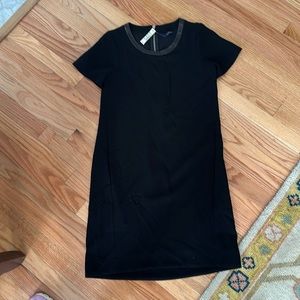 Black Madewell dress with leather trim around neck